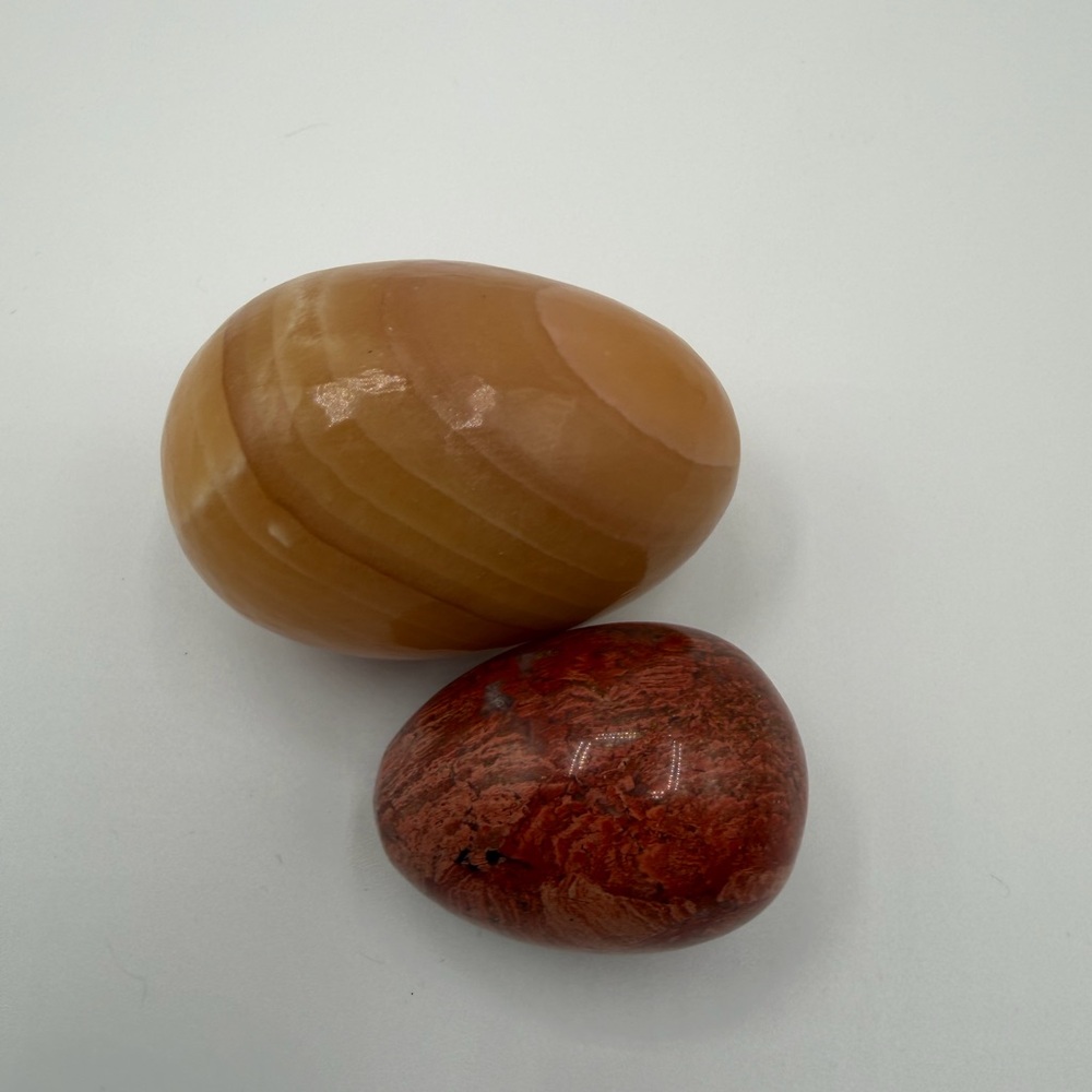 Carved stone eggs